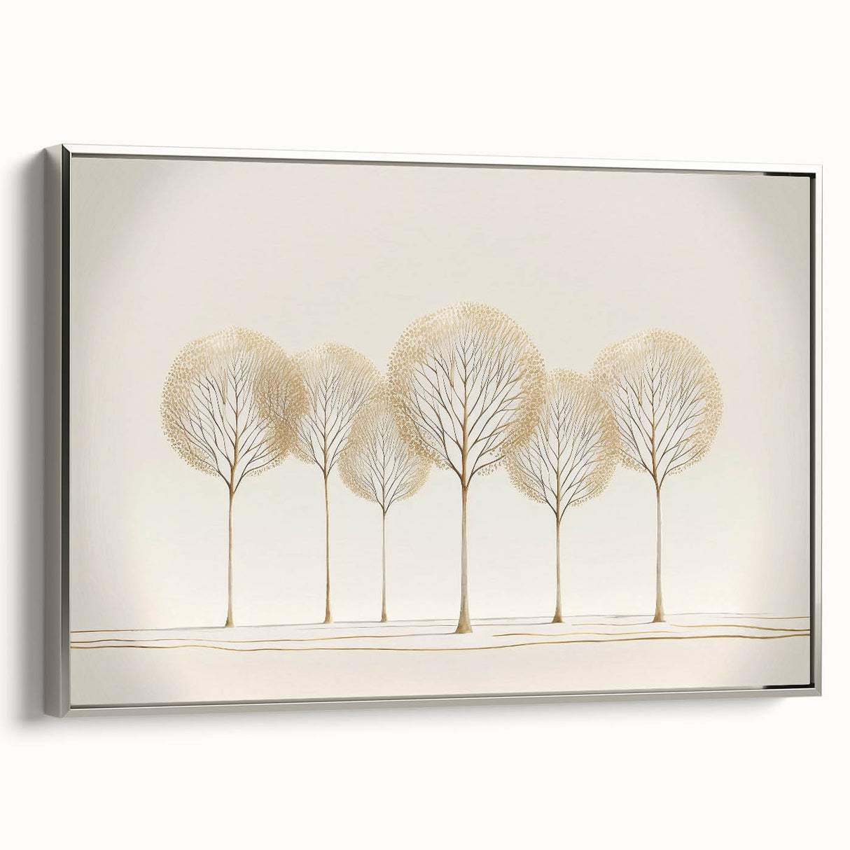 Minimalist Office Wall Art – Elegant Golden Tree Canvas Print