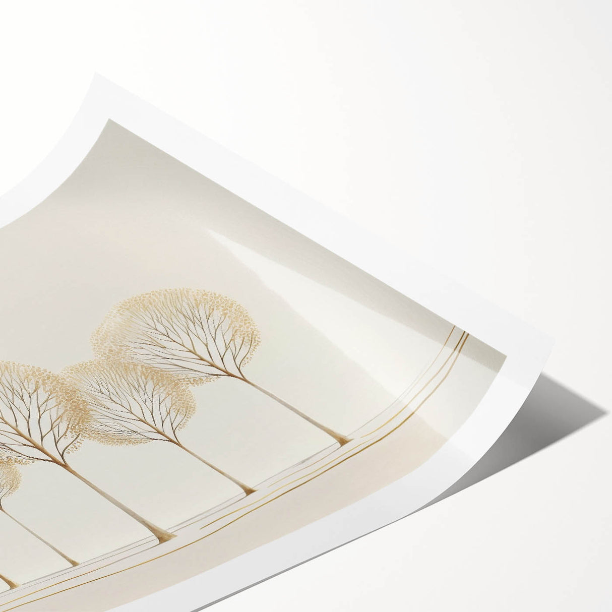 Minimalist Office Wall Art – Elegant Golden Tree Canvas Print