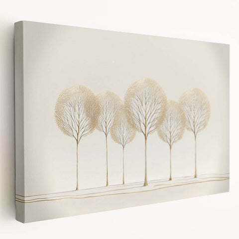 Minimalist Office Wall Art – Elegant Golden Tree Canvas Print