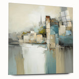 Abstract architecture wall art displayed in a sleek acrylic frame, showcasing geometric shapes in vibrant colors and modern design, perfect for contemporary decor.