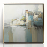 Framed abstract architecture wall art featuring a gold acrylic design, showcased from the front view, ideal for modern home decor and interior design.