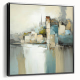 Framed abstract architecture wall art in black, showcasing modern geometric shapes and intricate lines, perfect for contemporary home decor.