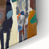 Close-up of abstract figurative wall art on acrylic glass, showcasing vibrant colors and intricate details. Perfect for modern home decor, adding a touch of sophistication.