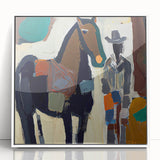 Framed abstract figurative wall art in white acrylic, showcasing vibrant colors and modern design, perfect for enhancing contemporary interiors.