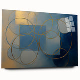 Abstract geometric acrylic glass artwork showcasing vibrant colors and sharp angles, designed for modern decor. Side view highlights the sleek finish and unique patterns, ideal for enhancing contemporary spaces.