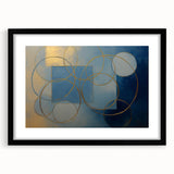 Black geometric frame with a mat, showcasing an abstract design, highlighted by sharp angles and bold contrasts, perfect for modern home decor.