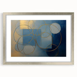 Abstract geometric frame in silver with a textured mat, showcasing a modern design that adds elegance to any decor. Ideal for contemporary art lovers.