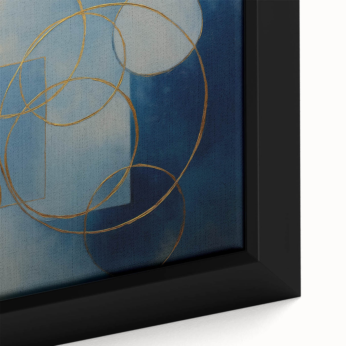 Close-up of an abstract geometric framed canvas showcasing vibrant colors and intricate patterns, ideal for modern home decor and artistic interiors.
