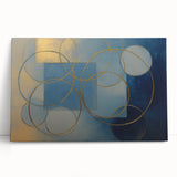 Abstract geometric canvas art with vibrant colors, featuring sharp lines and shapes, perfect for modern home decor, showcasing a stylish contemporary aesthetic.