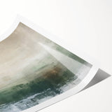 Abstract landscape wall art print showcasing vibrant hues of orange, blue, and green, rolled for easy shipping, perfect for modern home décor.