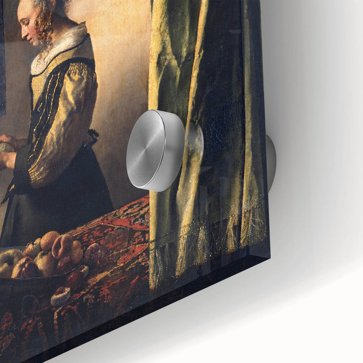 Baroque Art Print - Woman by Window with Green and Red Tones