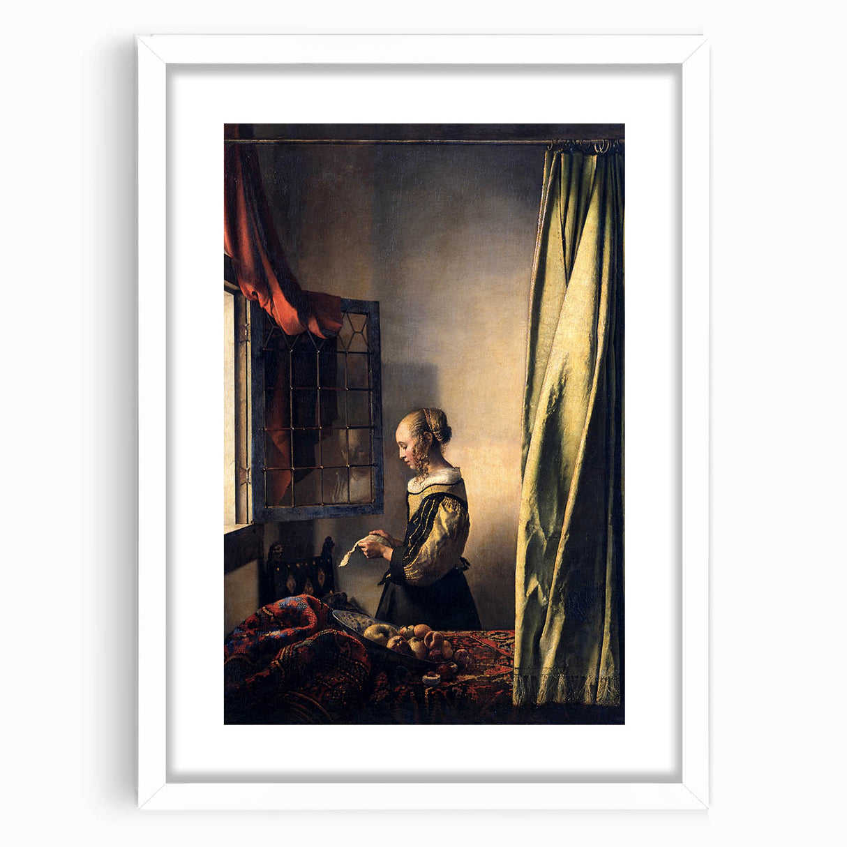 Baroque Art Print - Woman by Window with Green and Red Tones