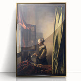 Baroque Art Print - Woman by Window with Green and Red Tones