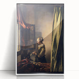 Baroque Art Print - Woman by Window with Green and Red Tones