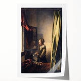Baroque Art Print - Woman by Window with Green and Red Tones