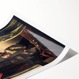 Baroque Art Print - Woman by Window with Green and Red Tones