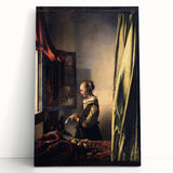 Baroque Art Print - Woman by Window with Green and Red Tones