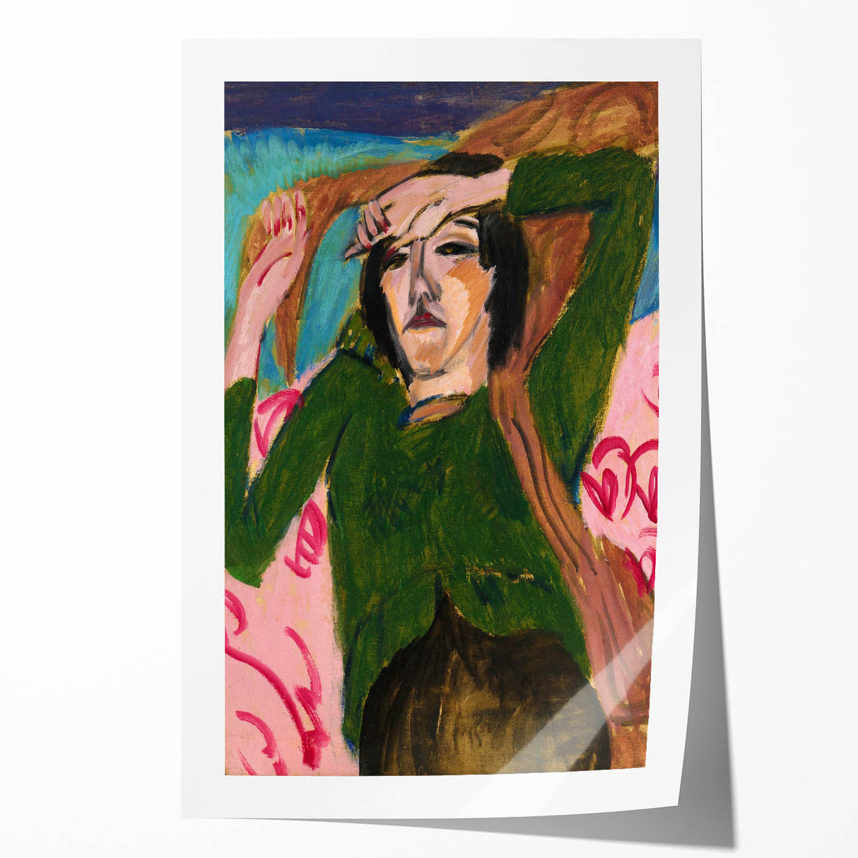 Expressionist Art: Woman in the Green Blouse by Kirchner Print