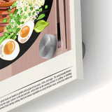 Large abstract wall art featuring assorted food dishes in vibrant, colorful detail on acrylic glass.