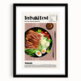 Extra large wall art featuring abstract art prints of colorful, textured food dishes on a black framed canvas.