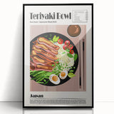 Large abstract wall art featuring assorted food dishes in muted earth tones on a framed acrylic, ideal for dining room decor.