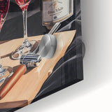 Large abstract wall art on acrylic glass featuring mid-century modernist design in muted earth tones.