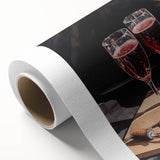 Art deco poster featuring a stylized cocktail glass, in muted pastels on rolled canvas.