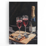 Large black and white stretched canvas featuring assorted kitchen utensils, ideal for kitchen wall art.