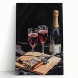 Large black and white canvas featuring assorted kitchen utensils, ideal for kitchen wall art.