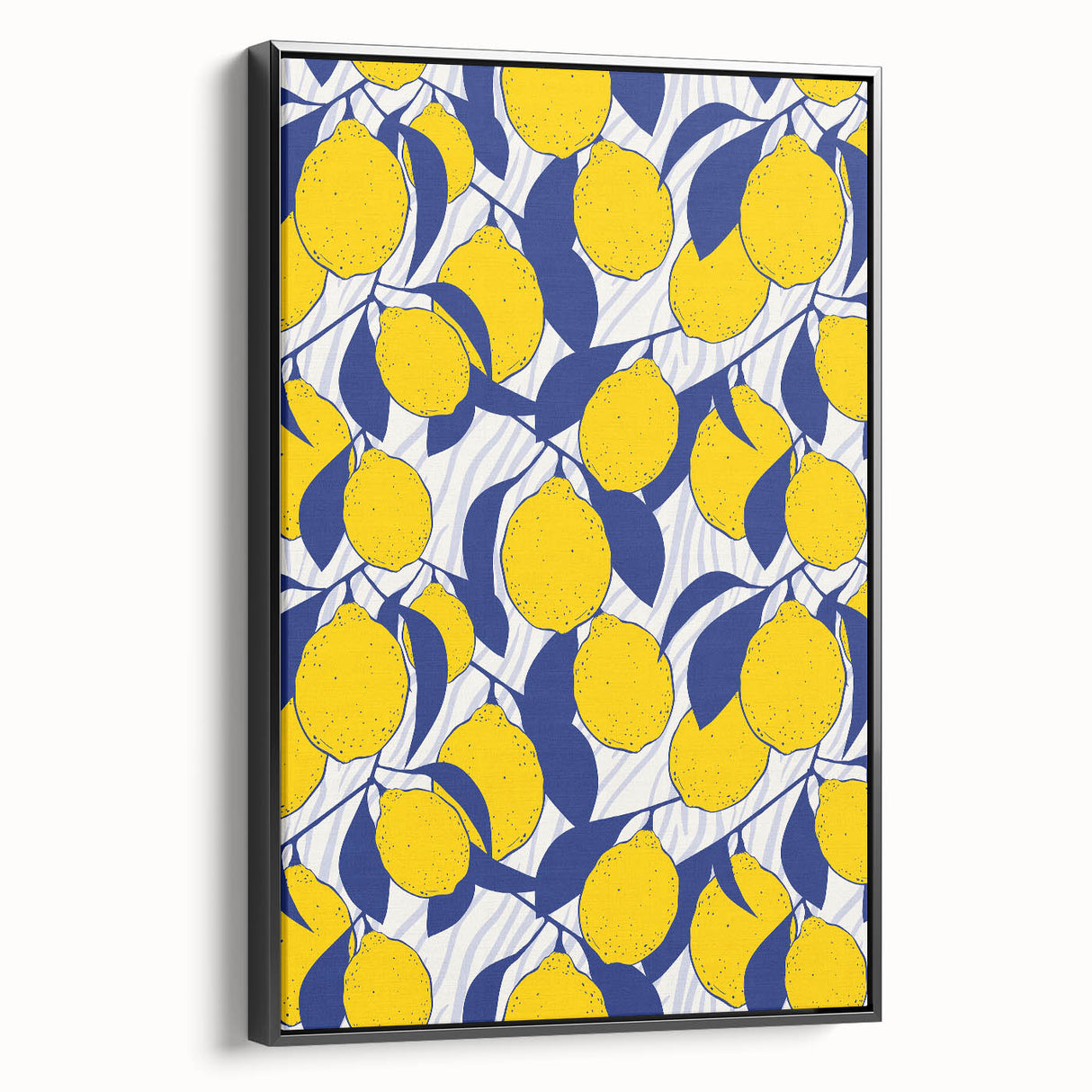 Black and white framed canvas of vintage fruit illustrations, suitable for bedroom wall decor.