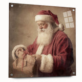Christmas Acrylic Prints - Santa with Gift Holiday Wall Decoration