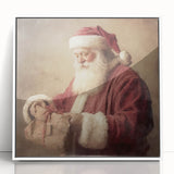 Christmas Acrylic Prints - Santa with Gift Holiday Wall Decoration
