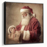 Christmas Acrylic Prints - Santa with Gift Holiday Wall Decoration