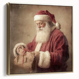 Christmas Acrylic Prints - Santa with Gift Holiday Wall Decoration