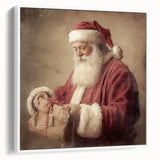 Christmas Acrylic Prints - Santa with Gift Holiday Wall Decoration