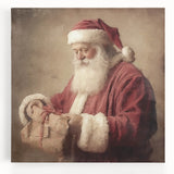 Christmas Acrylic Prints - Santa with Gift Holiday Wall Decoration