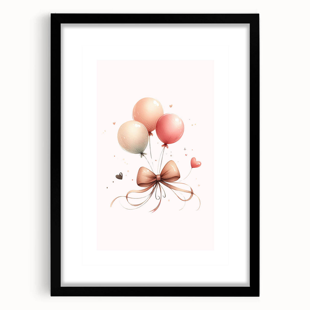 Girls Bedroom Art - Elegant Balloons and Bow Kids Room Decor