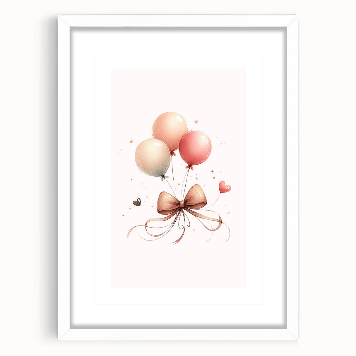 Girls Bedroom Art - Elegant Balloons and Bow Kids Room Decor