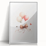 Girls Bedroom Art - Elegant Balloons and Bow Kids Room Decor