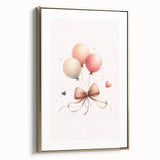 Girls Bedroom Art - Elegant Balloons and Bow Kids Room Decor