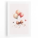 Girls Bedroom Art - Elegant Balloons and Bow Kids Room Decor