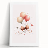 Girls Bedroom Art - Elegant Balloons and Bow Kids Room Decor