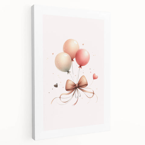 Girls Bedroom Art - Elegant Balloons and Bow Kids Room Decor