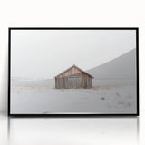 Framed acrylic artwork of a rustic barn landscape, showcasing detailed textures and warm earth tones, ideal for home decor or farmhouse styling.