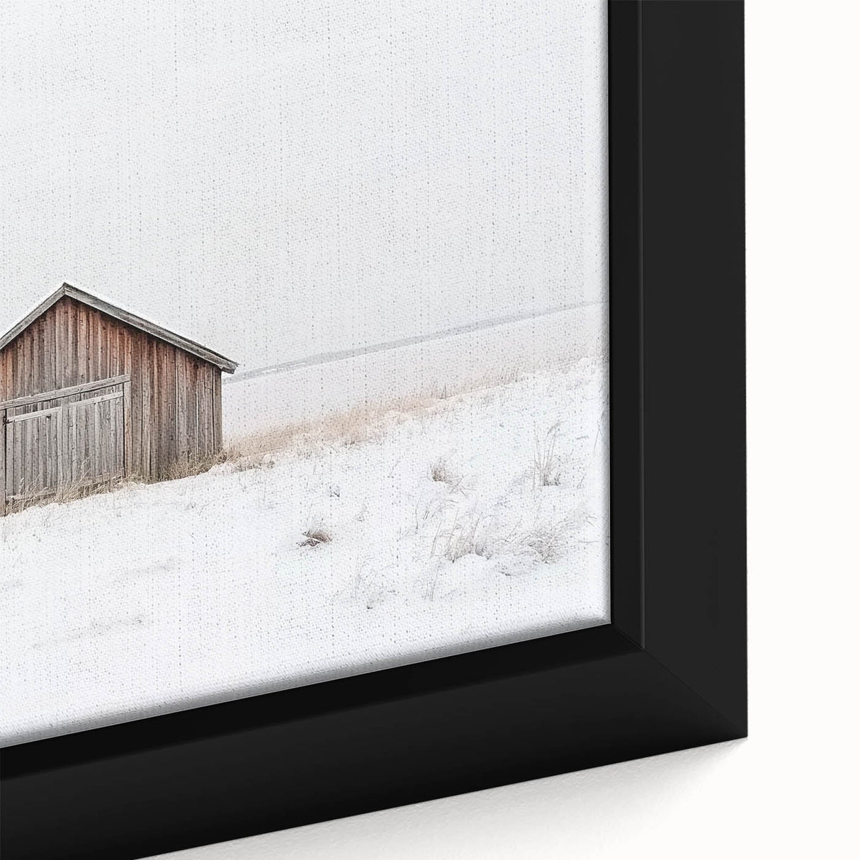 Close-up of a barn-themed landscape canvas print showcasing rich colors and intricate details, ideal for rustic home decor and art enthusiasts. This vibrant artwork captures the essence of country living, featuring a blend of greens and browns, perfect for enhancing any living space.