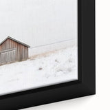 Close-up of a barn-themed landscape canvas print showcasing rich colors and intricate details, ideal for rustic home decor and art enthusiasts. This vibrant artwork captures the essence of country living, featuring a blend of greens and browns, perfect for enhancing any living space.