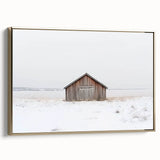 Elegant landscape barn-themed canvas art in a gold frame, showcasing vibrant colors and intricate details, ideal for rustic home decor and artistic displays.