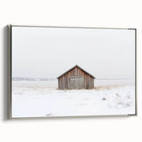 Barn landscape canvas print with a silver frame, showcasing vibrant colors and intricate details of rural scenery, ideal for home decor enhancement.