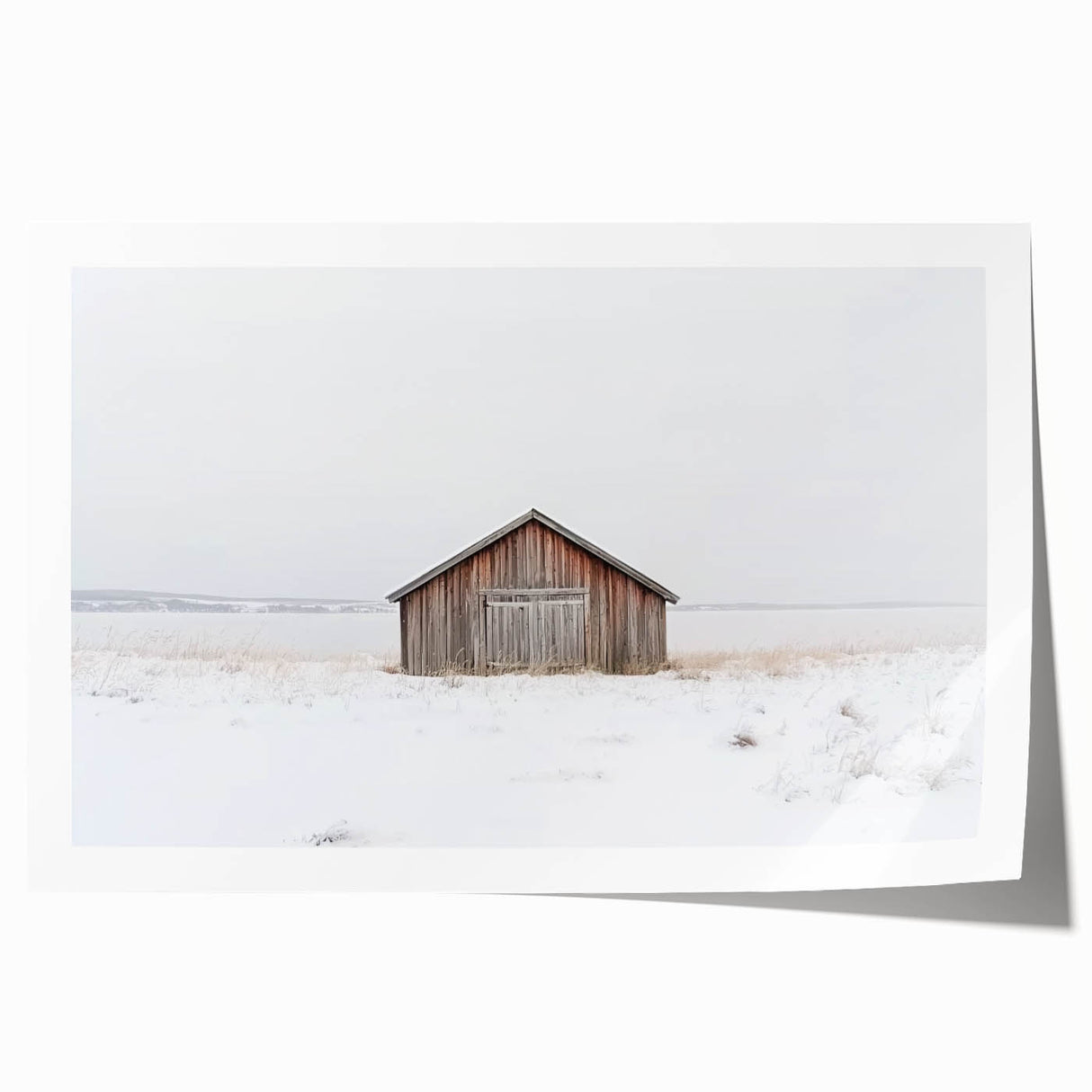 Barn landscape print on rolled canvas showcasing vibrant colors and intricate details, beautifully packaged in a protective cardboard tube for art enthusiasts. Perfect for rustic home decor or gallery displays.