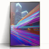 Framed acrylic artwork of a sleek landscape bridge, showcasing a silver-toned design that highlights modern architecture, ideal for contemporary home decor.